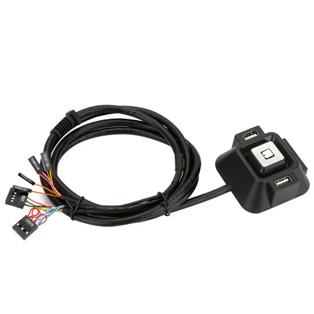 DIEWU Desktop Computer PC Case Power Supply on/off Reset Button Switch with Double USB and Double Audio 1.2m Length Cable