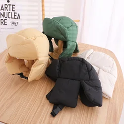 Children Winter Hats with Earflaps Thickened Solid Color Soft Warm Bomber Hats for Boys Girls Winter Cap for Kids