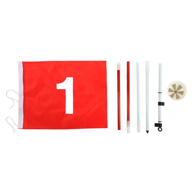 5 Sections Removable Golf Putting Green Flagpole And Hole Cup Set Practicing Accessory With Red Flag