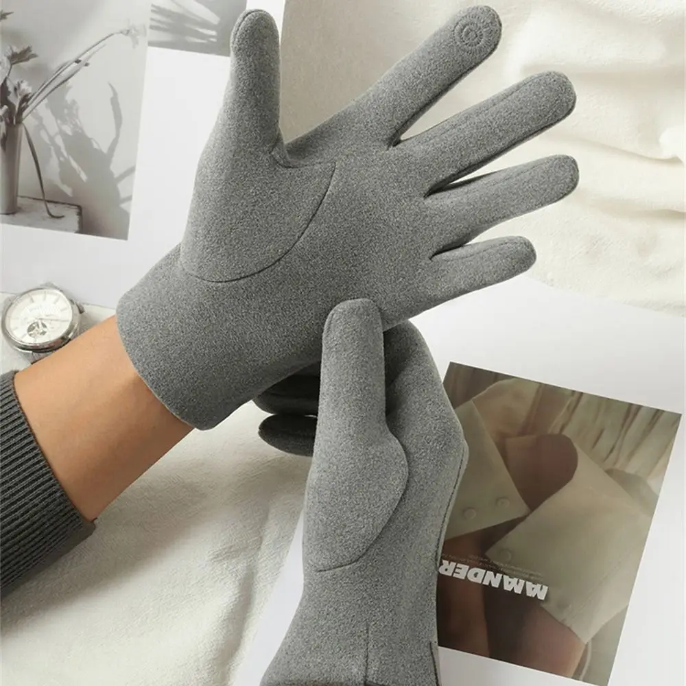 Daily Thickened Warm Gloves Coldproof Touch Screen Driving Gloves Anti Slip Windproof Mittens for Autumn and Winter