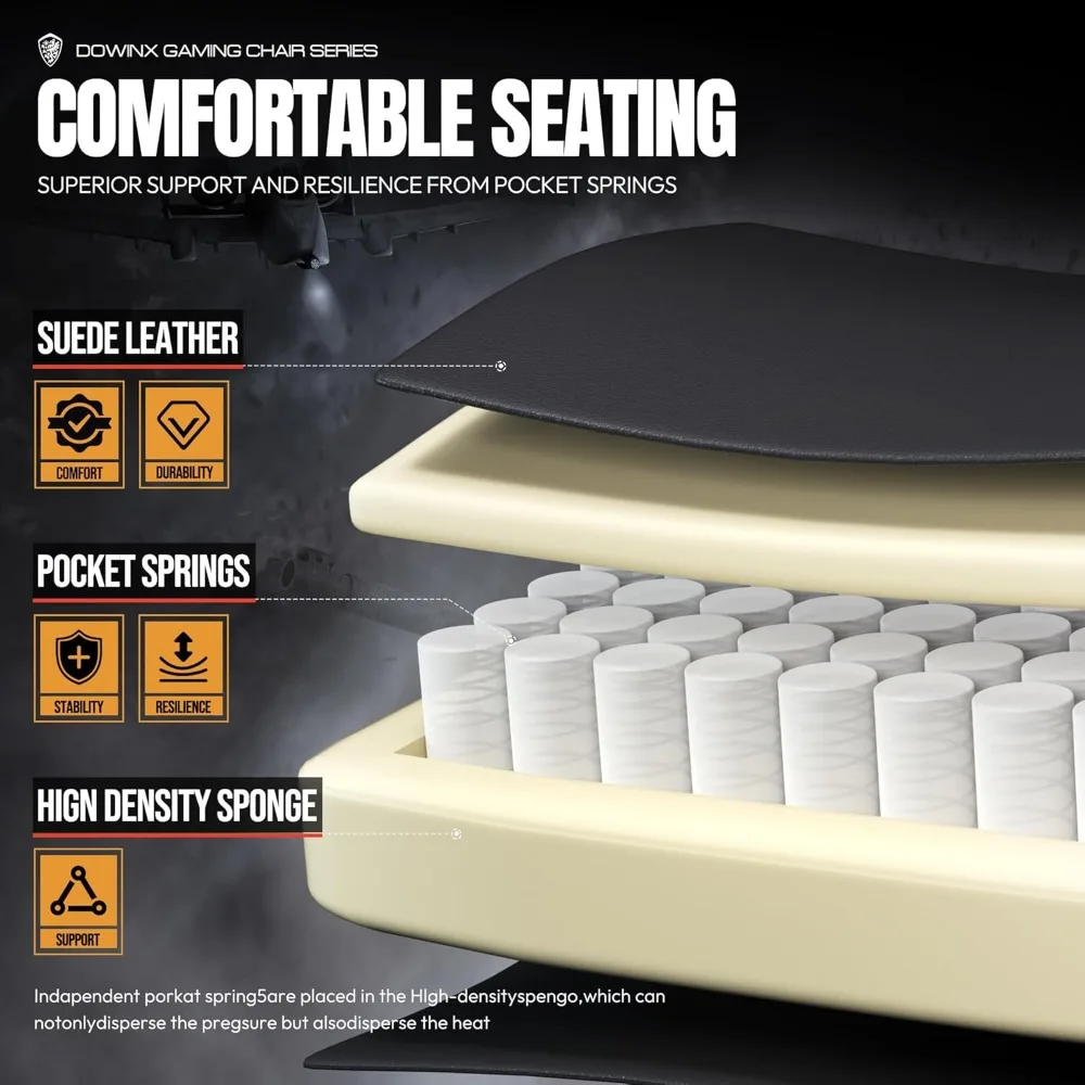 كرسي ألعاب مريح لدعم قطني للتدليك مع مقعد ساخن ووسادة زنبركية للجيب ومسند للقدمين لتمارين الألعاب المريحة