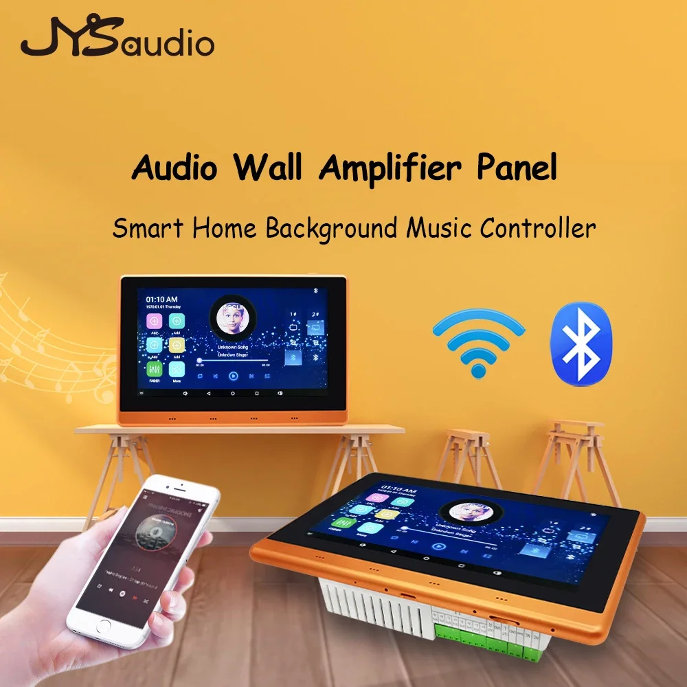 Smart 7 inch Touch Screen Wall Amplifier WIFi Bluetooth Android System Home theater Metal frame 8 Channel*25W Music Panel