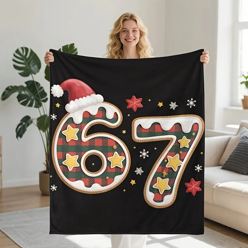 

1 шт. фланелевое одеяло разных размеров с 2D принтом 67 мемов, рождественская пижама со снежинками, мягкая теплая всесезонная кровать, автомобиль, офис