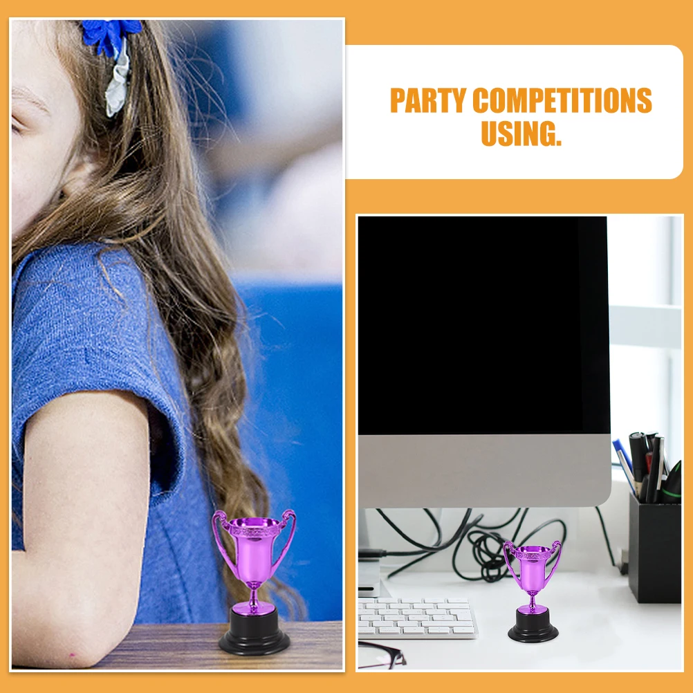 

Mini Trophy Purple Plated Award Cup for Party School Kindergarten Competition Decor Smooth Surface Longevity DIY Nameplate