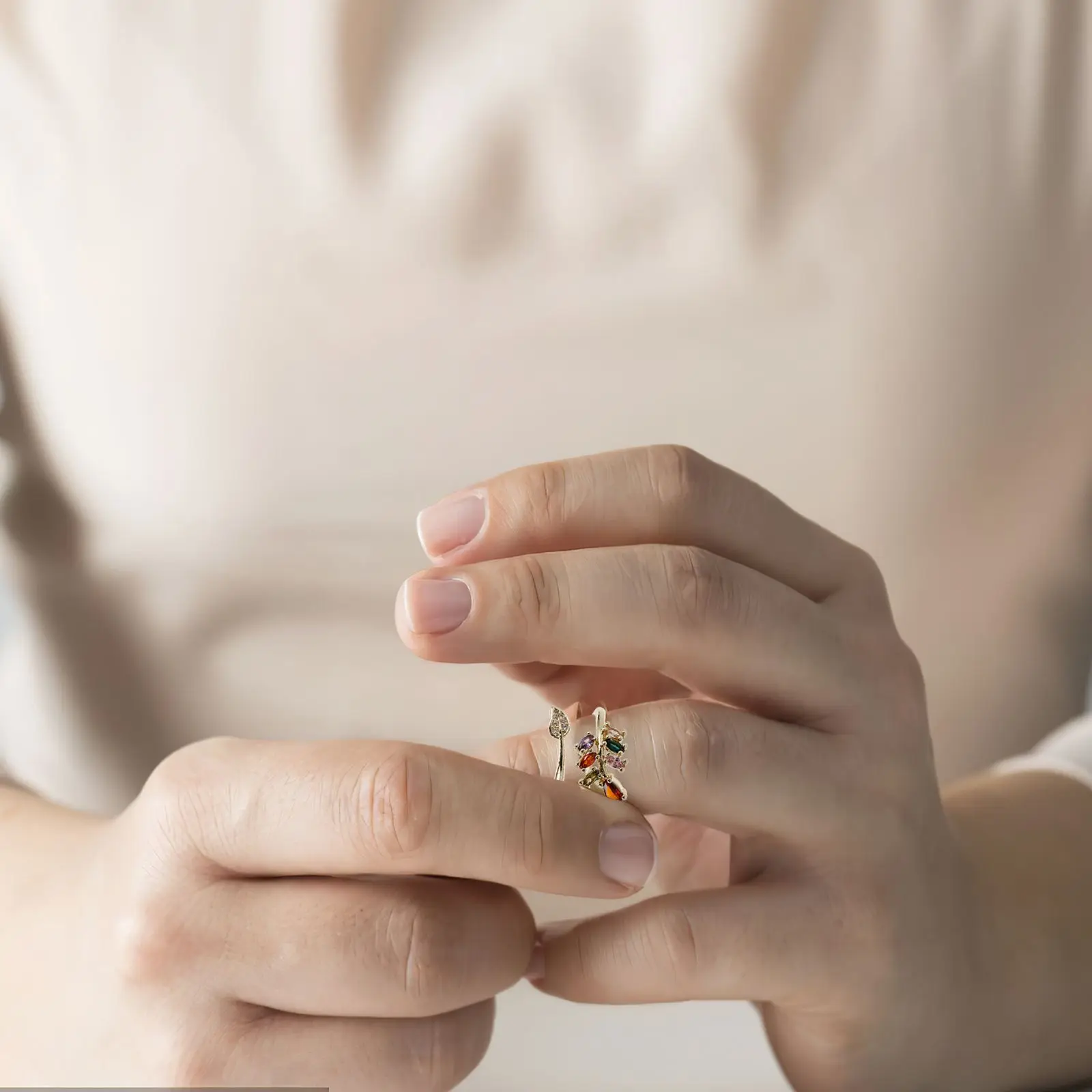 Geometric Ring Accessories Women Men Adjustable Flower Leaf Rings Minimalist Jewelry Toe Rings Matching Autumn