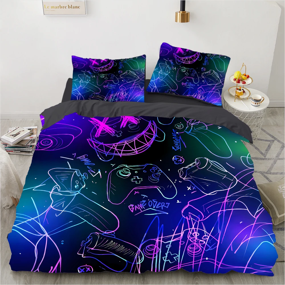 

Gamer Bedding Set 2/3PCS - 3D HD Gamepad Printed Duvet Cover set 220x240, Black Quilt Cover for Youth, Holiday Gift & Dorm Decor