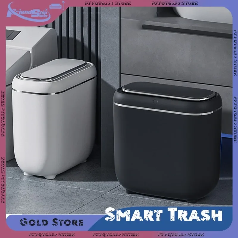 14L Smart Trash Can with Lid Automatic Sensor Wastebasket Waterproof Narrow Touchless Garbage Bucket Toilet Trash Bin Smart Home