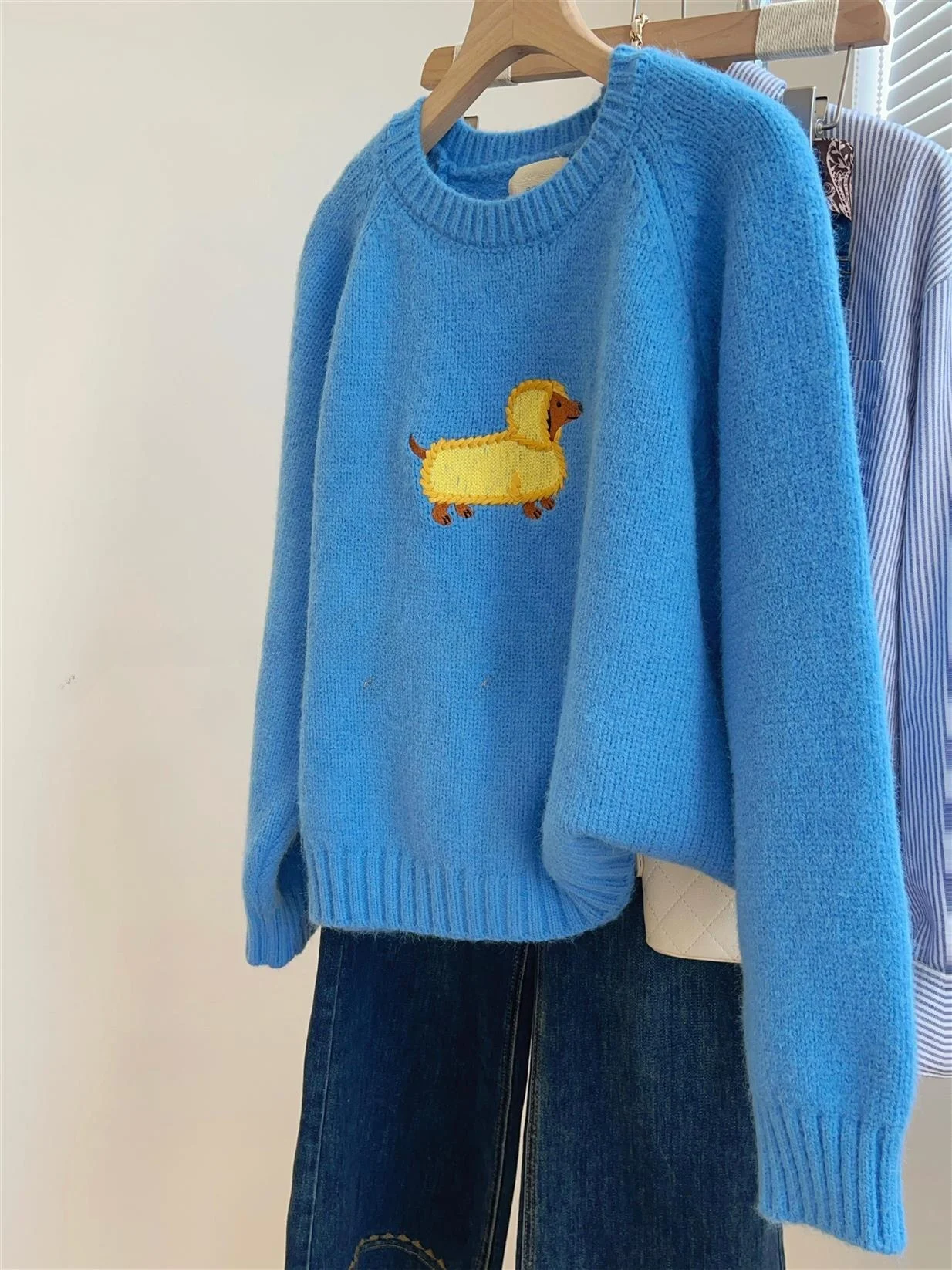 

Свободный вязаный свитер Sweet Sle, корейская женская верхняя одежда, осенне-зимний теплый длинный свек, круглый топ Ne для молодежи