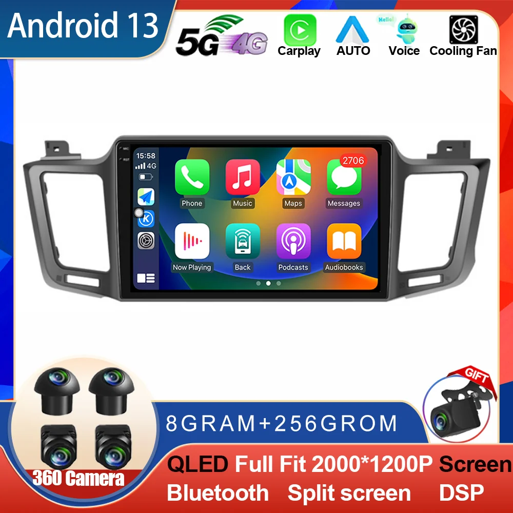 

Android 13 For Toyota RAV4 2013 - 2019 Car RadioAutoradio Carplay 4G WiFi Stereo Player HiFi Music Ai Voice WIFI 4G DSP No 2din