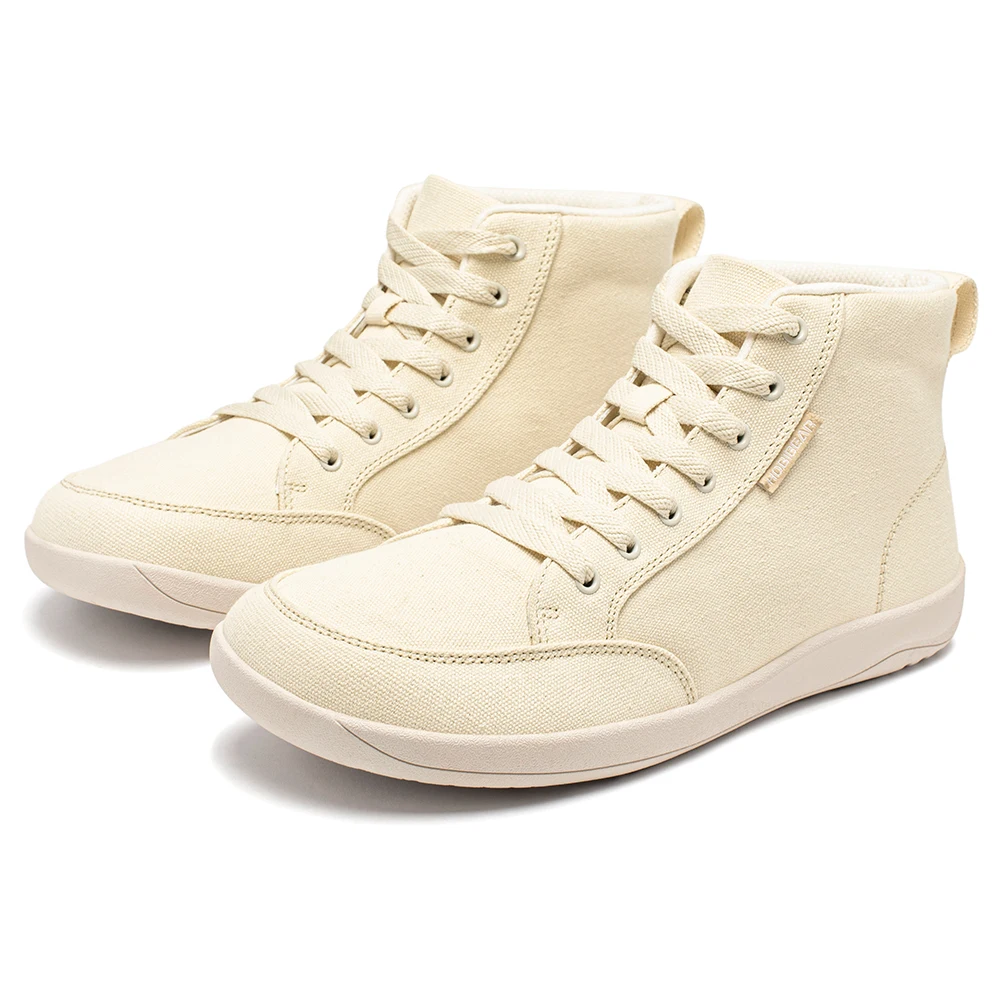 أحذية HOBIBEAR متوسطة الارتفاع حافي القدمين للجنسين صندوق واسع من القماش أحذية رياضية بدون قطرة وأربطة للمشي في الهواء الطلق #3