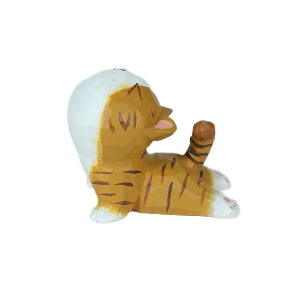

Handmade wood carving yoga cat series wooden handicrafts kitten cross-border cat original desktop car ornament customization