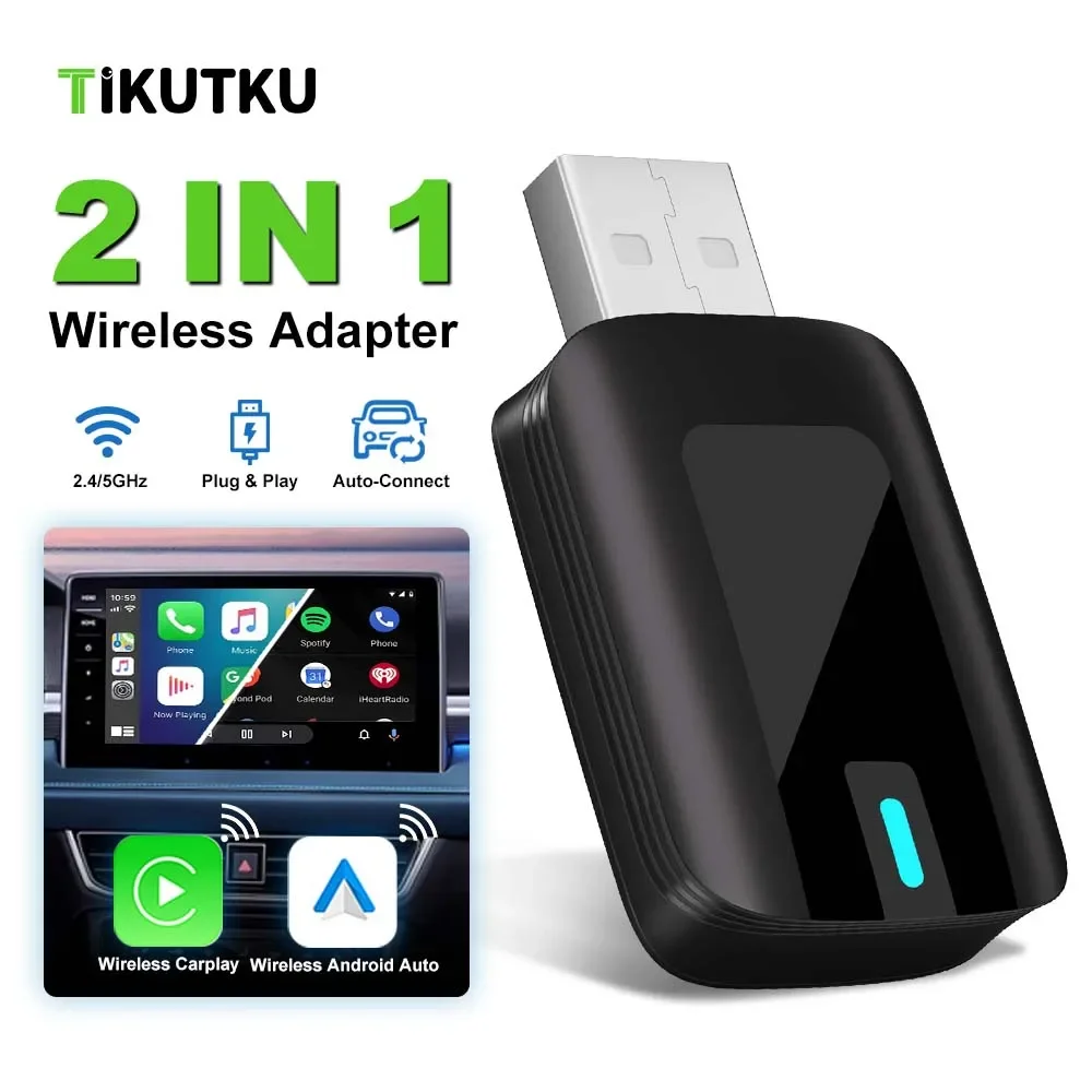

Car AI Box Wired to Wireless CarPlay Android Auto 2 in 1 Wireless Adapter Bluetooth WIFI Connection Plug and Play Mini Box
