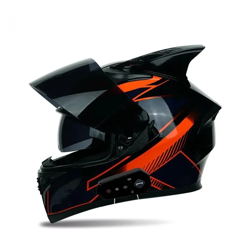 Motorcycle helmet full helmet with Bluetooth headset inside and outside the female and male winter riding motorcycle intelligent