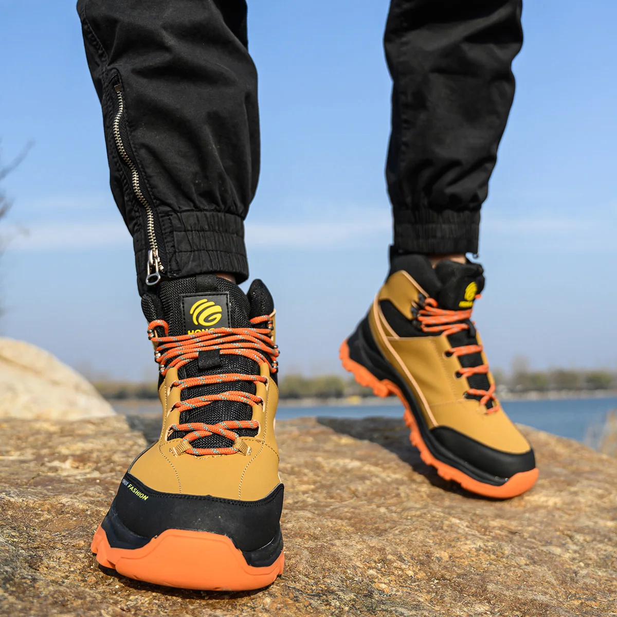 أحذية أمان جلدية غير قابلة للتدمير أحذية تكتيكية للرجال خفيفة الوزن غير قابلة للانزلاق أحذية عمل مريحة أحذية واقية للرجال #4