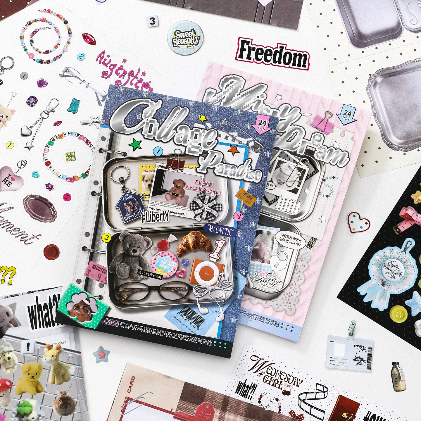 24pcs Stickers Book Creative Good Looking Multi-Functional Book Diy Handmade Scrapbook Aesthetic Stationery