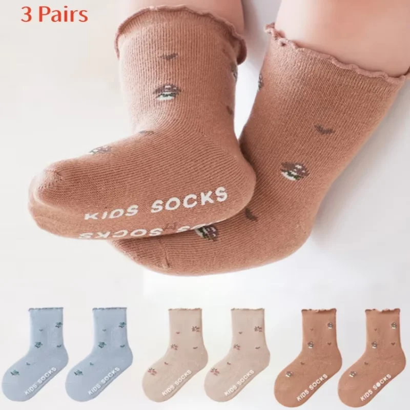 3Pairs/pack Kids Socks For Girls Cotton Print Baby Girl Sock Fashion Soft Toddler Children's Socks New Autumn Winter 0-5Years