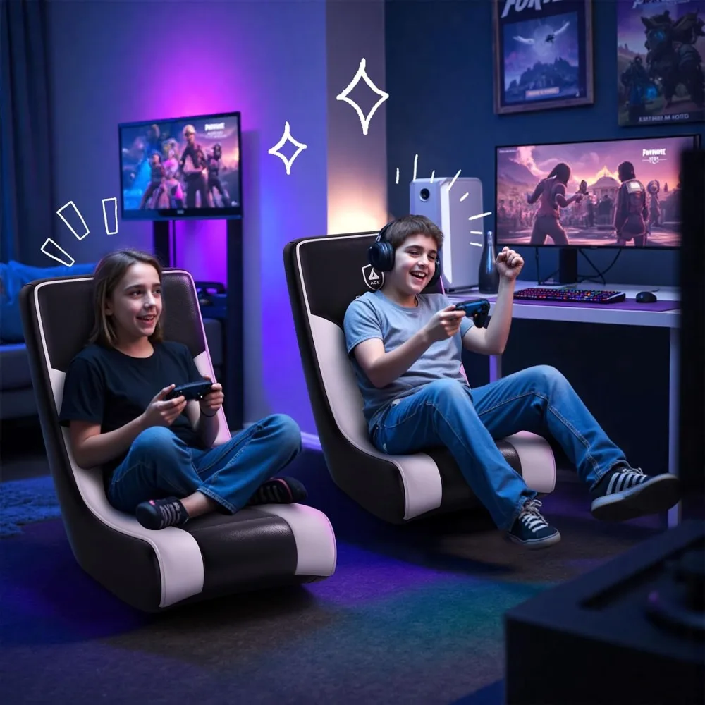 

Floor standing rocking chair game chair - a floor standing rocking chair with angle limiter, game joystick floor standing