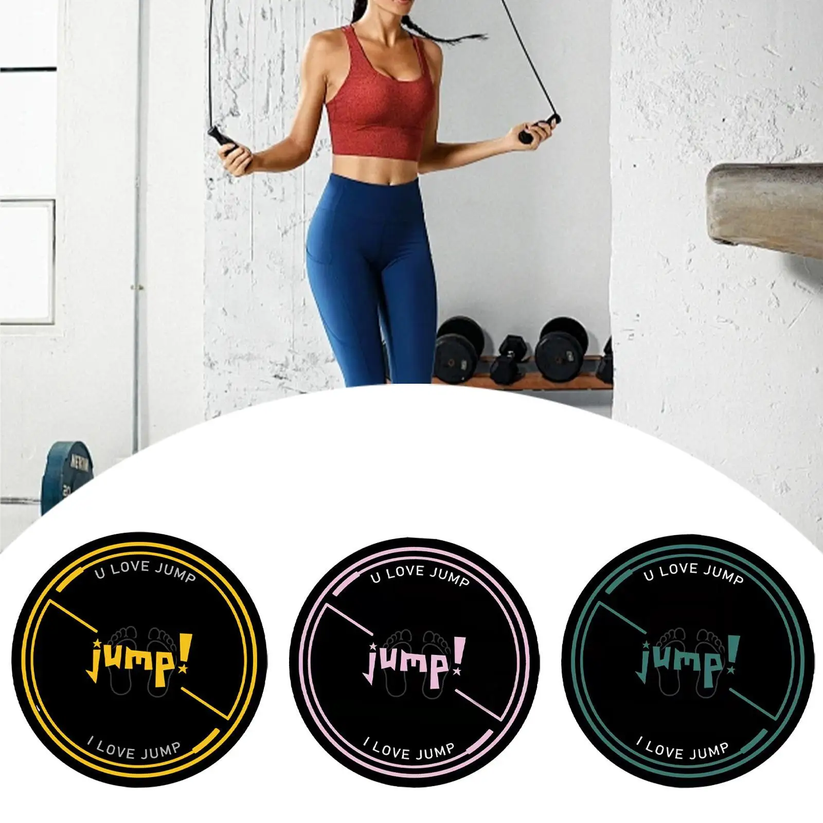 Jump Rope Mat Indoor and Outdoor 125 cm Cushioning Sports Pilates Round PU Silicone Anti Slip Mute Shock Absorption Workout Mat