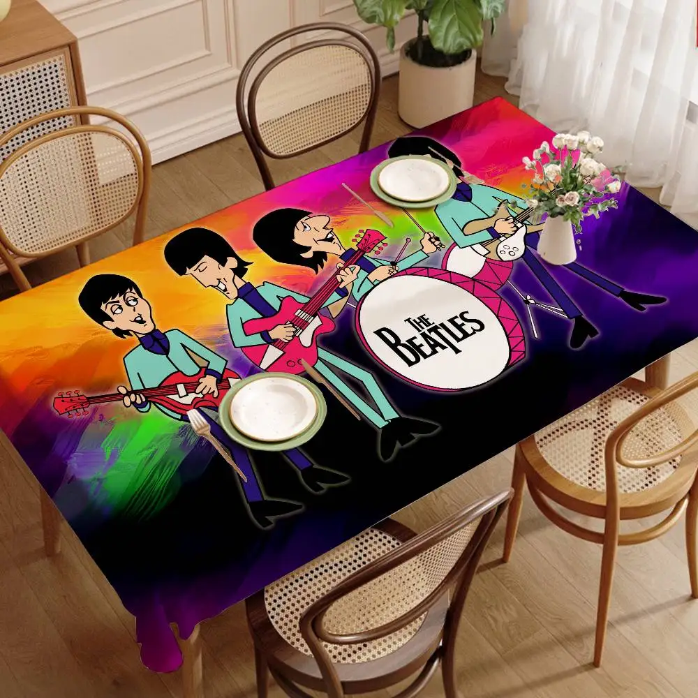 T-The-B-Beatles Rock Band Table Cloth Polyester Print Waterproof Oilproof Rectangular Party Table Cover Tablecloth Picnic Mat