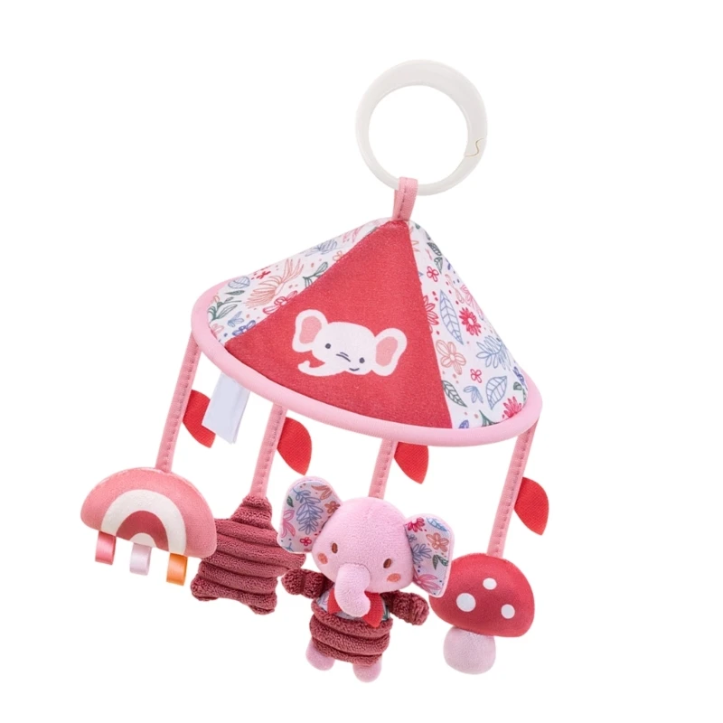 Carrinho pelúcia animal pendurado chocalho cama sino adorável animal mordedor brinquedo para o bebê 15ub