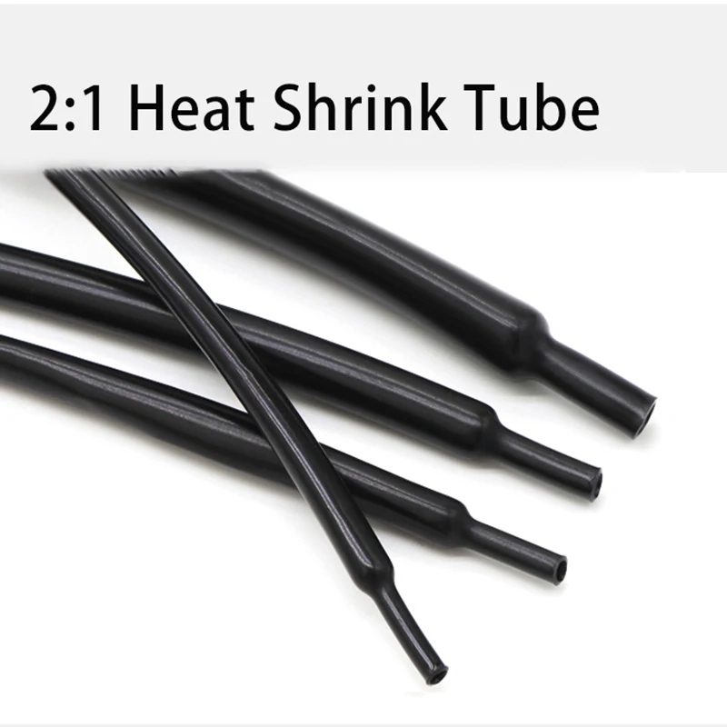 1M Bright Black Heat Shrinkable Tube 2:1 Soft Flame-Retardant Insulating Sleeve Diameter 1-20mm Earphone Wire