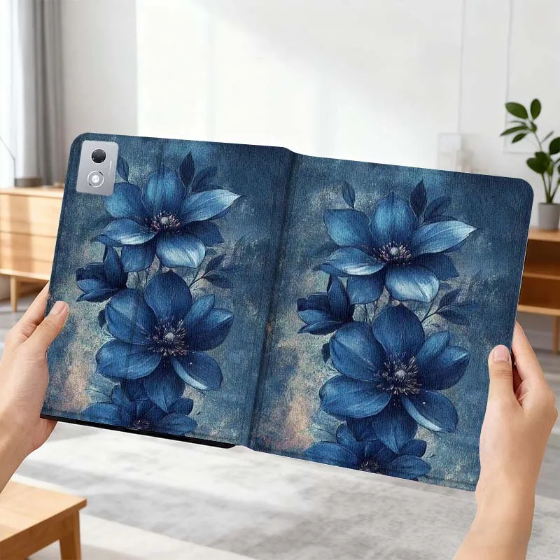 

Blue Flower Art Painting For Vivo Pad SE 11 5 3 2 Pro 12.3 13 12.1 11.5 Air IQOOPad Foldable Tablet Case Gift