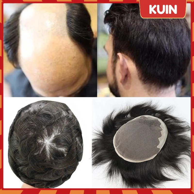 

Men Wigs Male Hair Prosthesis Durable Mono & Pu Toupee Men Breathable Indian Human Hair Replacement Systemes Unit Natural Color