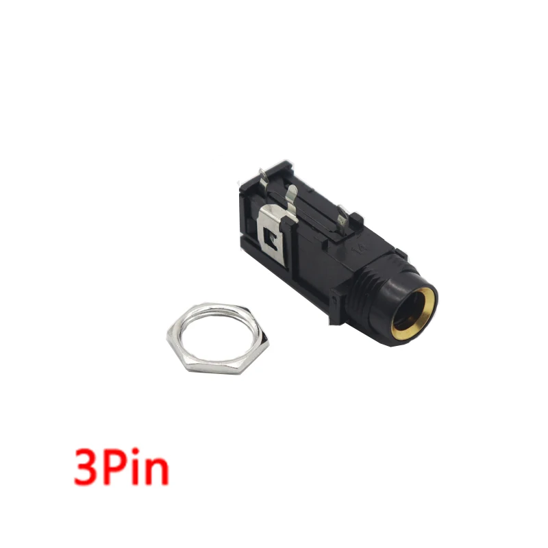 【5PCS】DIY 6.35mm/6.5mm gold-plated jack 3P/4P stereo dual channel microphone socket audio straight through jack connector