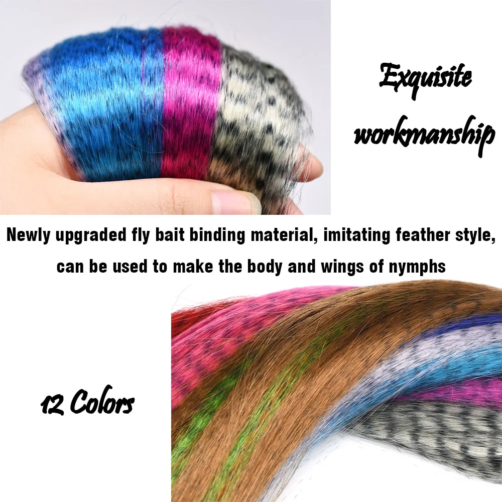 12optional Colors Fly Fishing Black Barred Minnow Fibers Streamer Fly Tying Zebra Grizzly Hair Flies Body