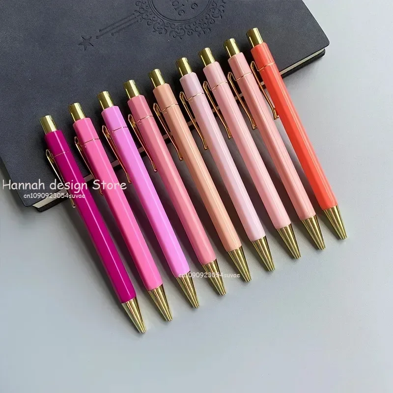 Macaron Color Ballpoint Pen Half Metal Luxury Ball Pen Novelty Pens Rose Gold Stationery School Office Supplies Fashion