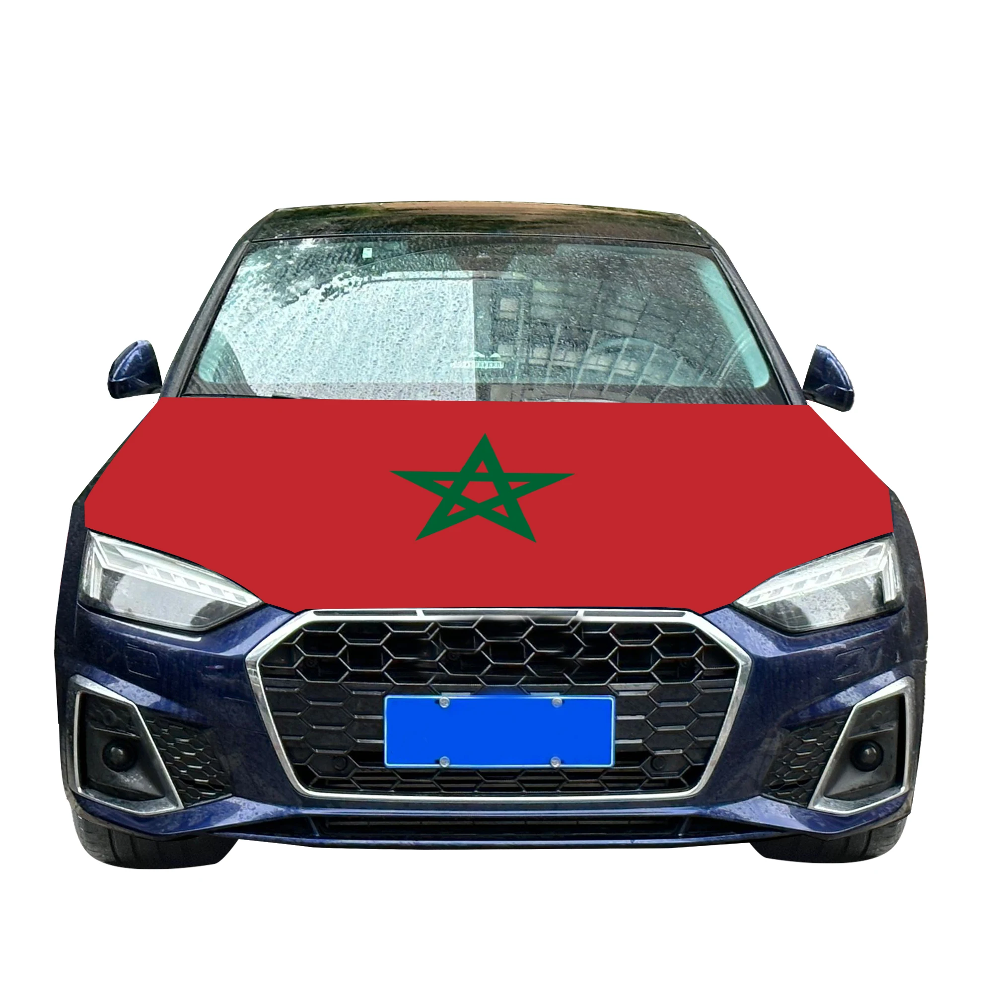 Morocco Islands Car Hood Cover Flag  Universal Size Elastic Polyester 120x150cm for Car Decor