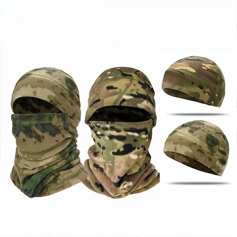 2 Pieces of Hats and Scarves Winter Warm Head Outdoor Thick Warm Wind Bib Men Camouflage Cold Cap Shake Fleecy Warm Cap