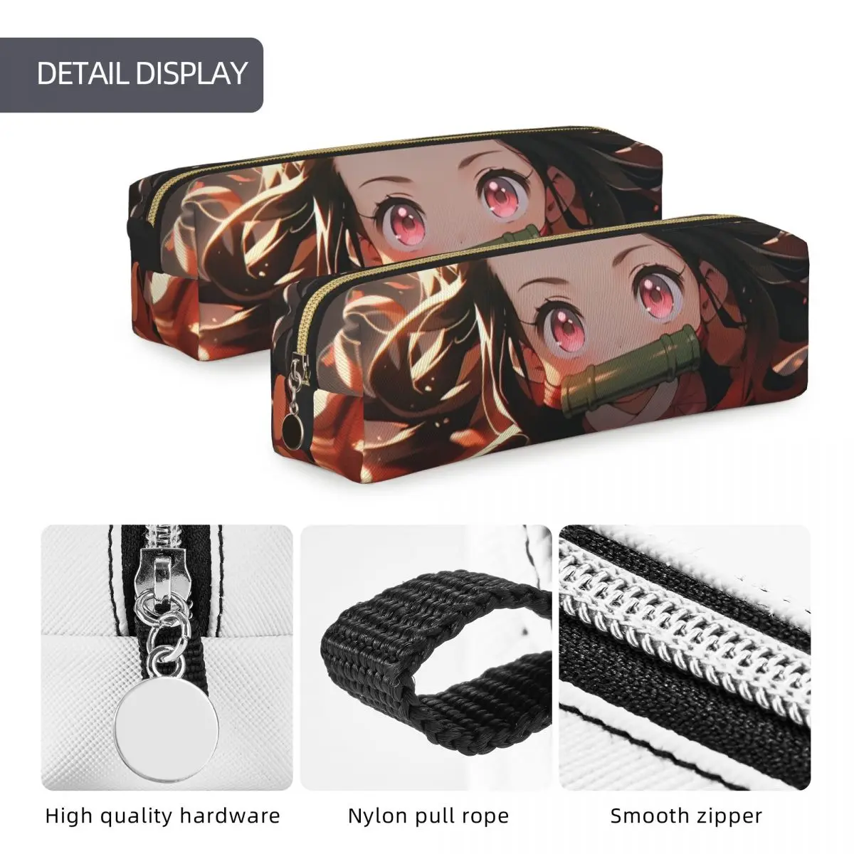 مضحك Kawaii Nezuko مقلمة لطيف أنيمي شيطان القاتل حامل قلم حقيبة للطلاب سعة كبيرة اللوازم المدرسية هدية pencelcases