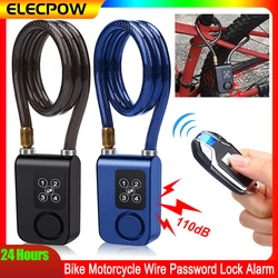 Elecpow Bicycle Alarm Password Lock Bike Motorcycle Wireless Remote Control Steel Wire Lock 110dB Vibration Anti-theft Alarm