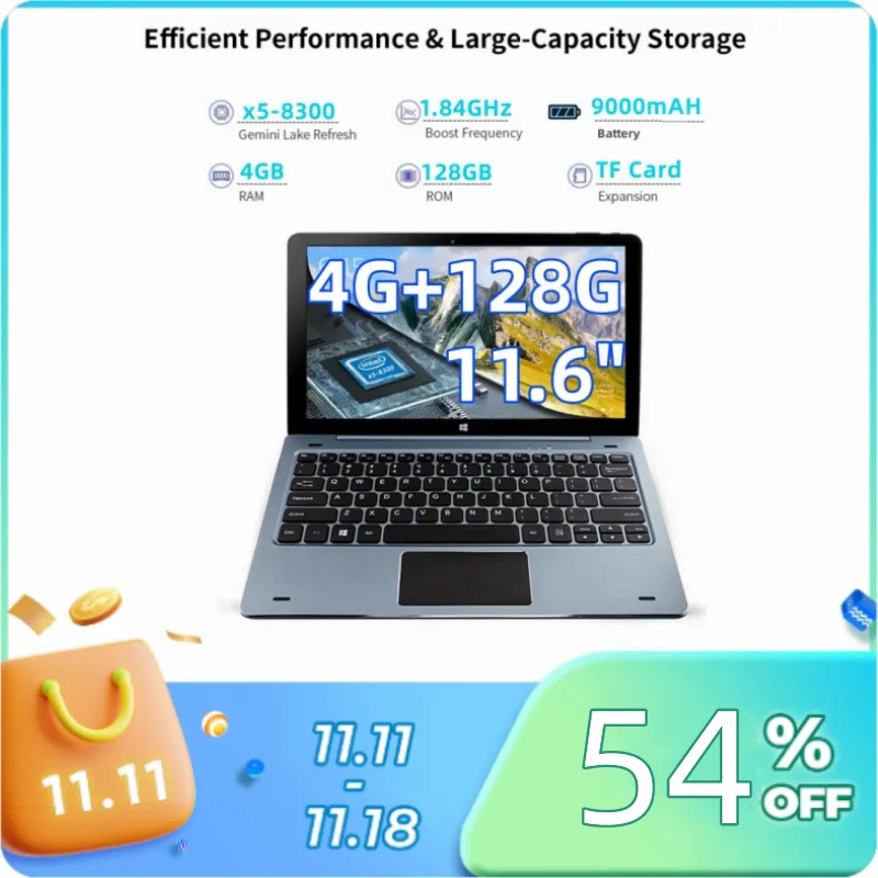 Hot Koop 11.6 INCH 4GBDDR + 128GB 2in1 Tabletten Met Docking Toetsenbord Windows 10 CPU x5-8300 Tablet PC 1920*1080IPS HDMI-Compatibel