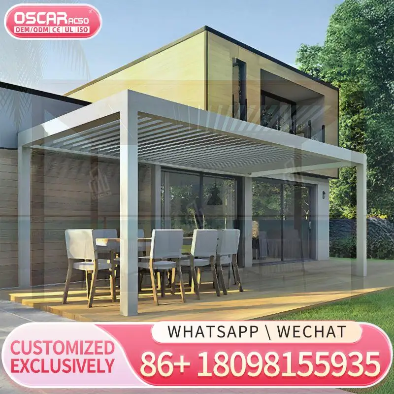 أقواس خارجية أوتوماتيكية حديثة من الألومنيوم المناخي الحيوي مع سقف مفتوح لحدائق الفناء والساحات الخلفية والعريشة #3