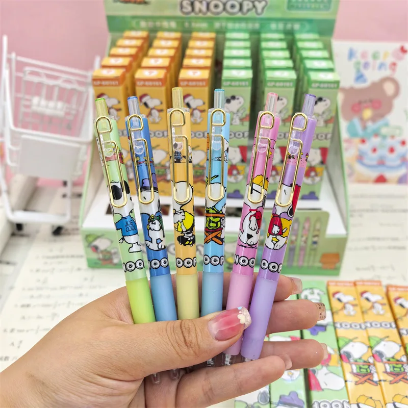 36 قطعة أنيمي سنوبي جل القلم الكرتون 0.5 الصحافة السوداء قلم توقيع معبأة بشكل فردي طالب القرطاسية بالجملة
