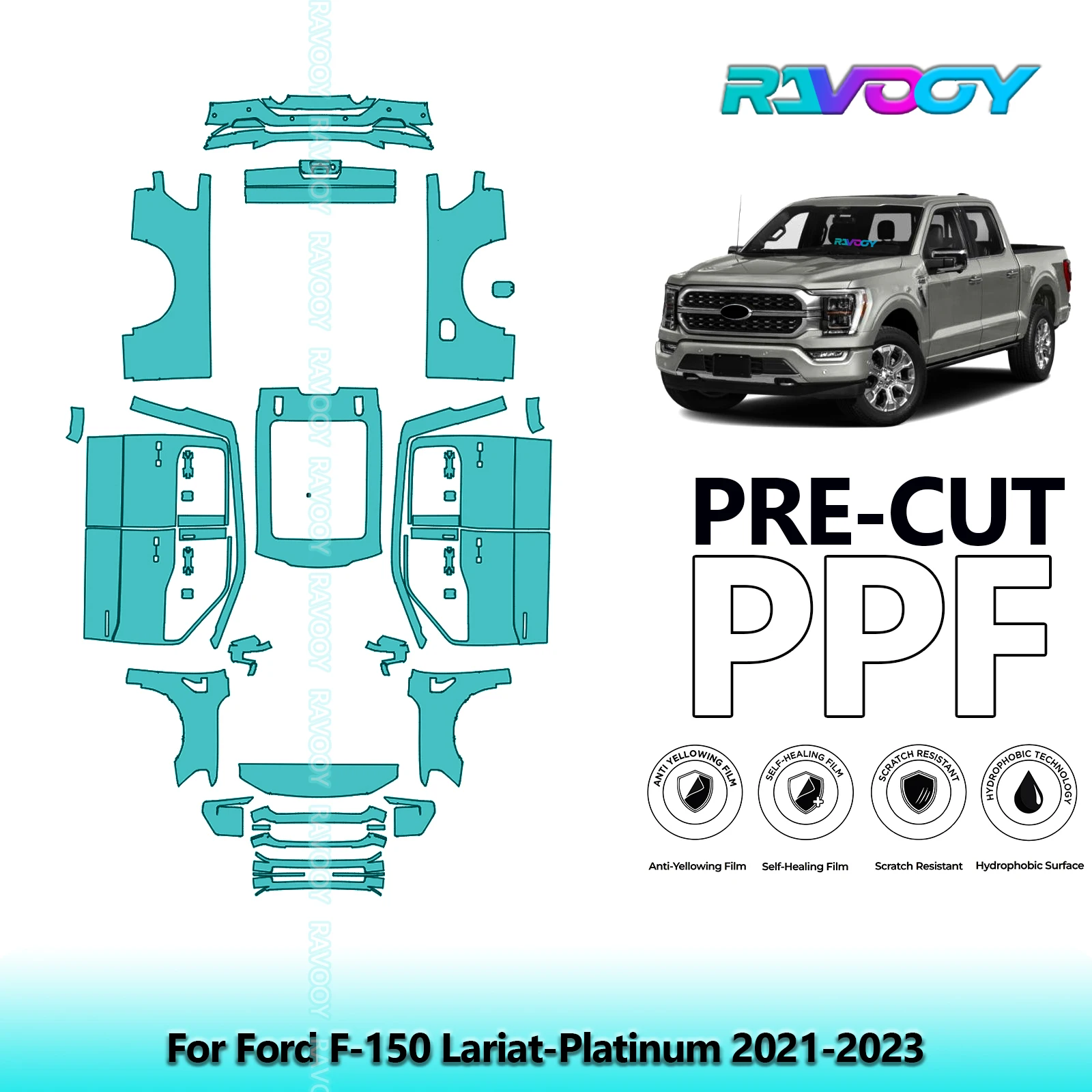 

Car Precut PPF Paint Protection Film Full Vehicle For Ford F-150 Lariat-Platinum 2021-2023