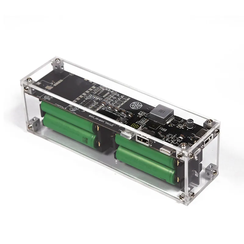 Transparent Acrylic 4-Cell 18650 Power Bank Case DIY Charging Power Supply Shell