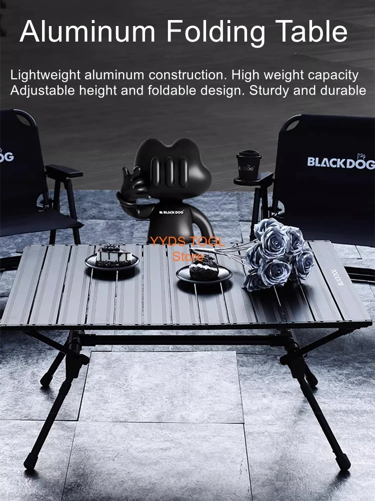 Outdoor Dark-Finish Camping Folding Table Portable Table Aluminum Alloy Folding Table Picnic & Barbecue
