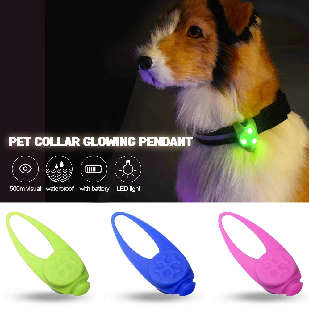 Pet Led Silicone Rubber Pendant Safety Flashing Glow Light Blinking Led Collar Luminous Pendant For Pet Dog Puppy Necklace