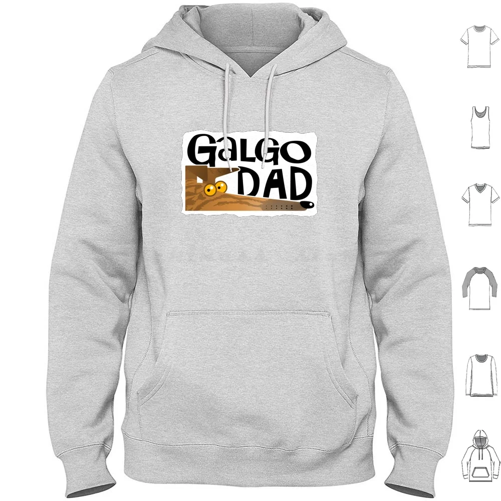 Galgo Dad ( Brindle ) Hoodies Long Sleeve Greyhound Iggy Italian Greyhound Lurcher Whippet Galgo Cartoon Dad