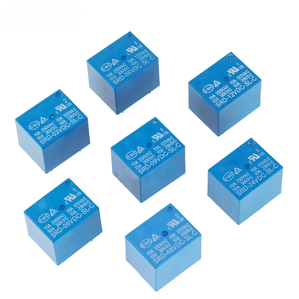 5-20Pcs SRD Series Relays SRD-5VDC-SL-C SRD-12VDC-SL  DC High-Quality 4/5 Pins 12V Relay Set for Electronics