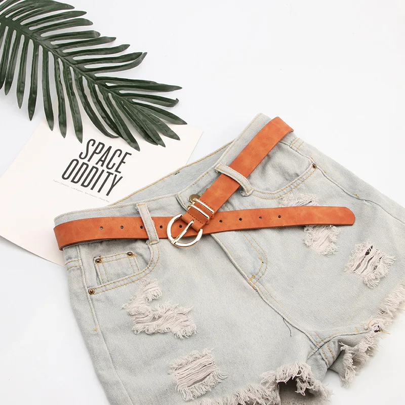 جديد عصري قسط جلد الغنم نمط المرأة دبوس مشبك حزام جلد عادية تنوعا الدينيم السراويل حزام الخصر للنساء