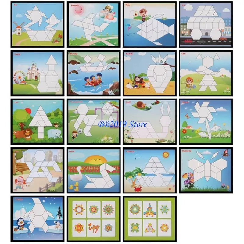 

Q0KB 250 PCS Разнообразие Tangram Детская разведка разработка DIY головоломка деревянные образовательные игрушки раннее детей