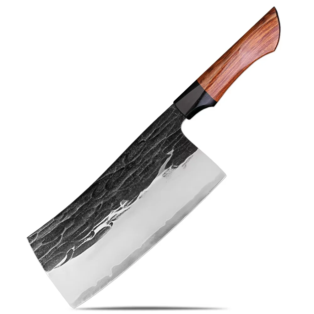 

Handmade Cleaver Knife Triple-layer Composite Steel Kitchen Knife Hand Forged Knife Blade Sharp Slicing Knife Rosewood Handle