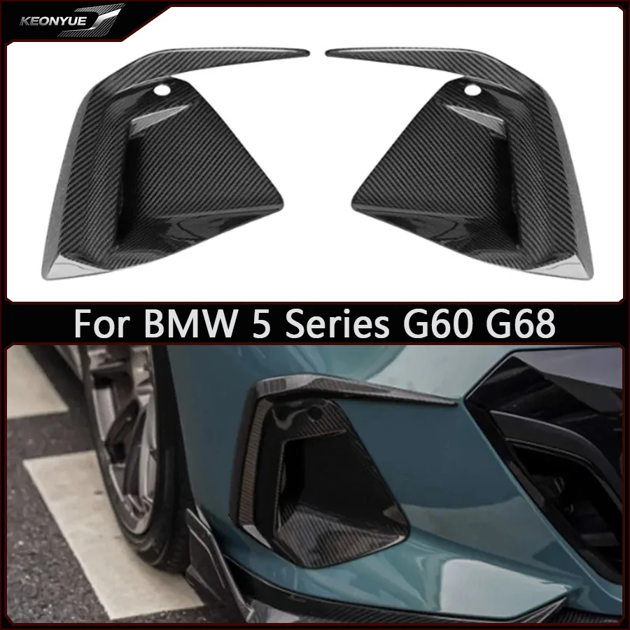 

For BMW 5 Series G60 G68 2024+ Carbon Fiber tuyere Front Bumper Air Vent Cover Trim Foglamp Mesh Grill Car Accessories Body Kit