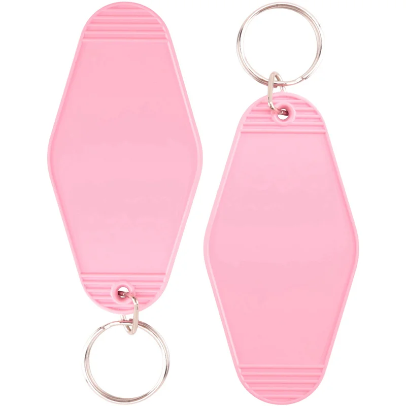 AA49 48 Pcs Vintage Motel Keychain DIY Blank Hotel Keychains Heat Transfer Blank Keychains Bulk Sublimation (Pink)