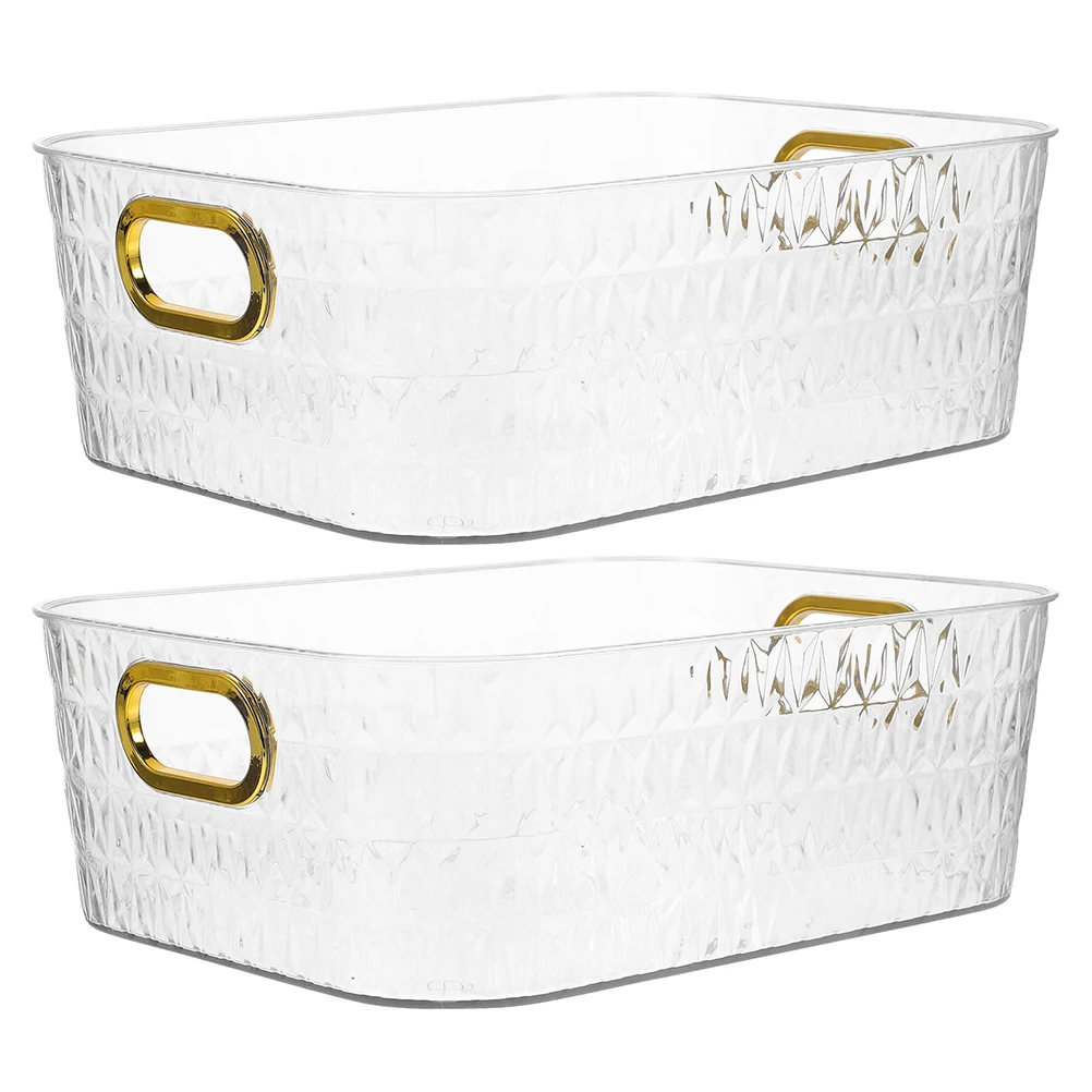 

2pcs Cosmetics Storage Box Transparent Organizer Tray Countertop Rack Multifunctional Bathroom Sundries Shelf Toiletry