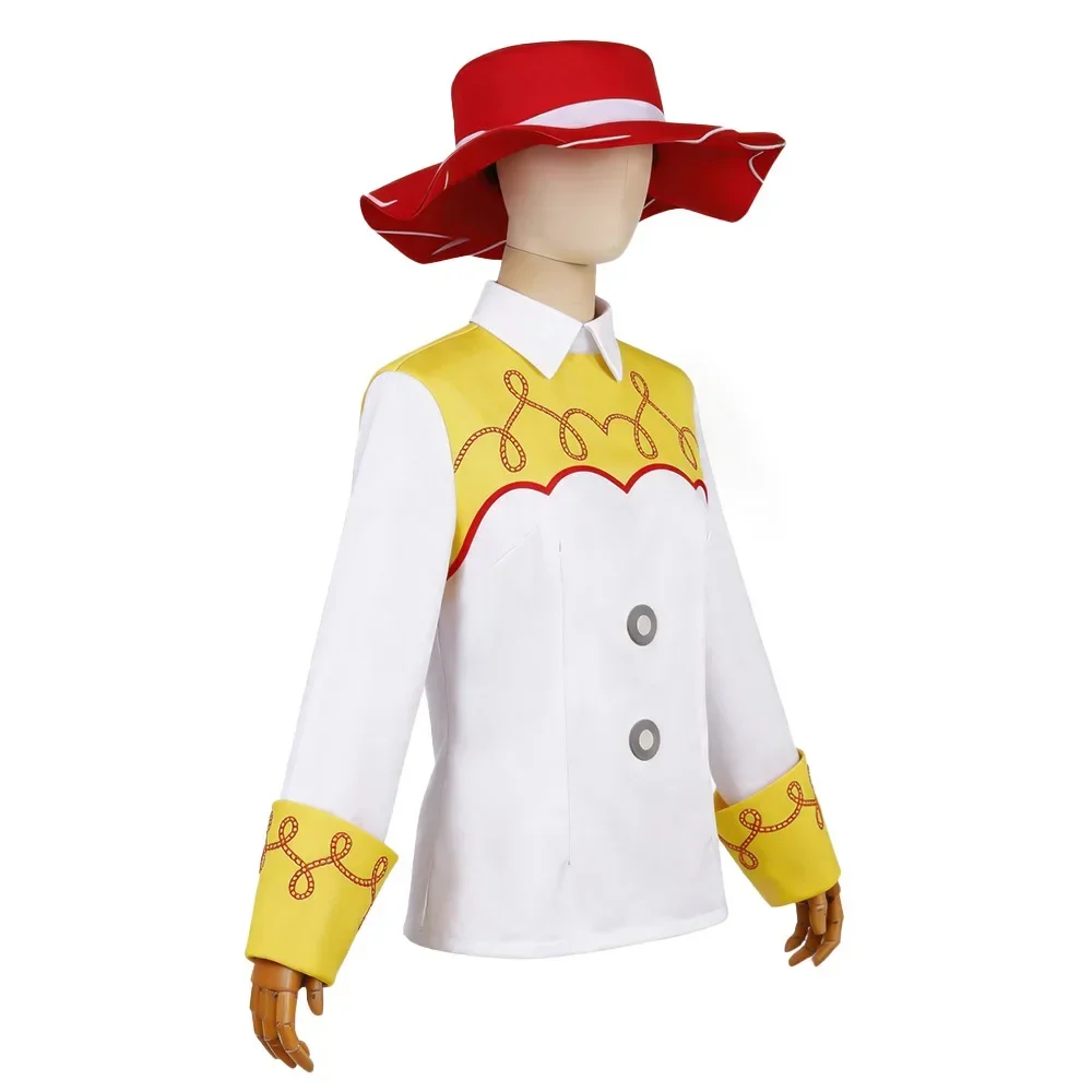 Movie Story Erwachsenen-Jessie-Cosplay-Kostümset im Cowboy-Stil mit Hemd, Hut und Schleife für Halloween-Party, Unisex – Detail 7